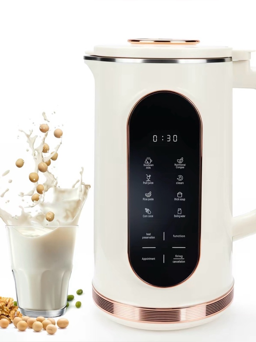 Cream Electric Soy Milk Maker with Touch Panel - Unbranded